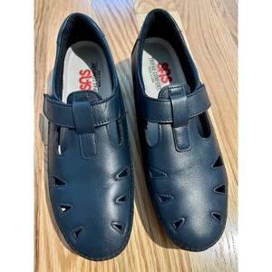 SAS Roamer Women's 11N Navy Leather Comfort Shoes Tripad T-Strap Mary Jane